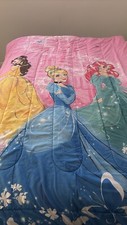 Disney Princess Cinderella Belle Ariel Twin Reversible Blanket Comforter Throw