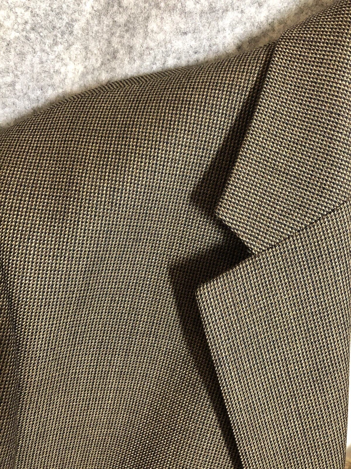 Chaqueta Abrigo Deportivo Joseph & Feiss Hombre 46R Marrón Pata de Gallo 100% Lana Foto 2 de 4