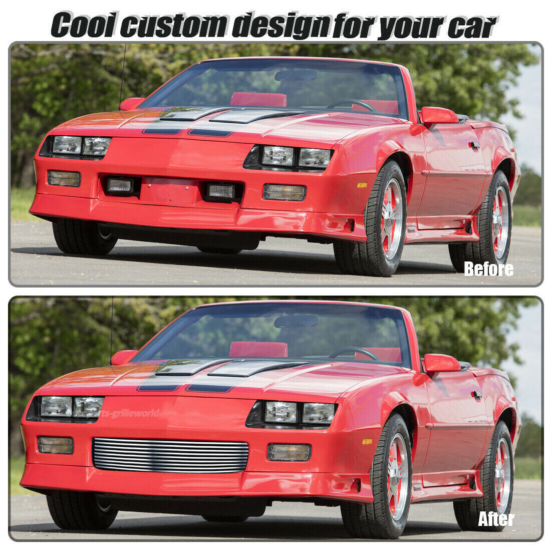 Fits 1988-1992 Chevy Camaro 88-92 Billet Grille Chrome Lower Bumper Grill Insert