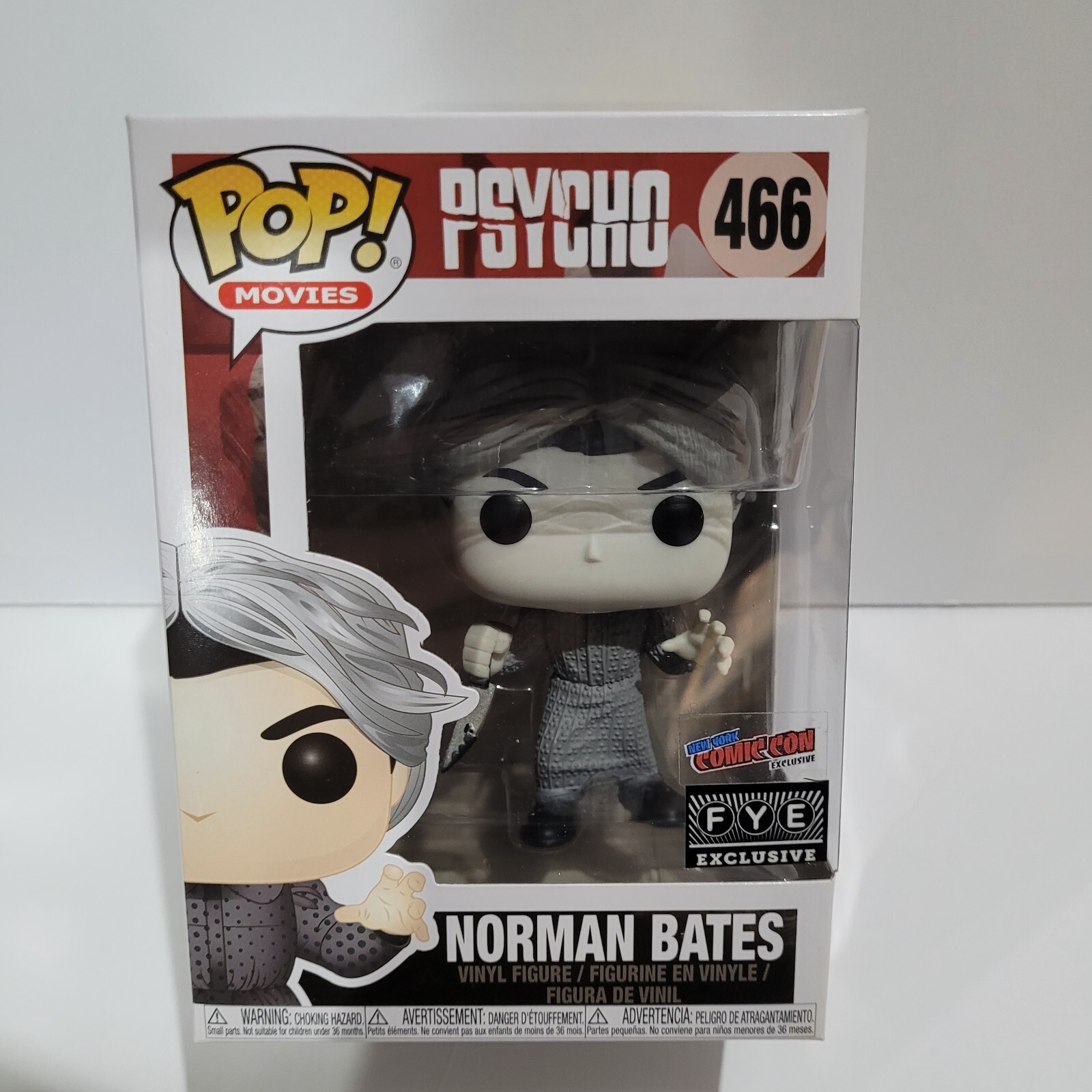 Funko Pop Norman Bates 466 Psycho Blanco Y Negro Exclusivo Fye 2017 Abovedado