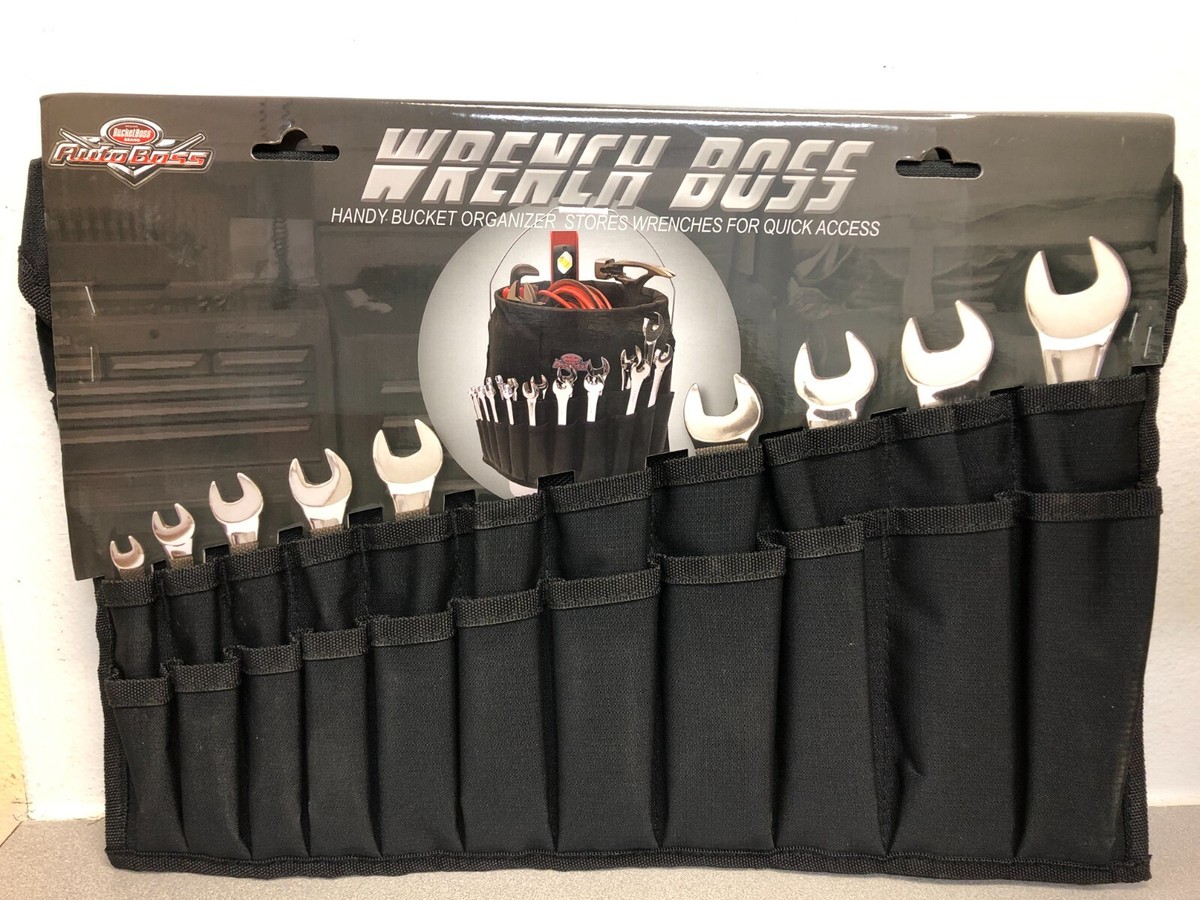 BUCKET BOSS Wrench Boss 5 Gal. Bucket Tool Organizer with 36 Pockets for Wrench Sets and Open Center Bulk Storage in Black BUCKET BOSS Wrench Boss 5 Gal. Bucket Tool Organizer with 36 Pockets for Wrench Sets and Open Center Bulk Storage in Black