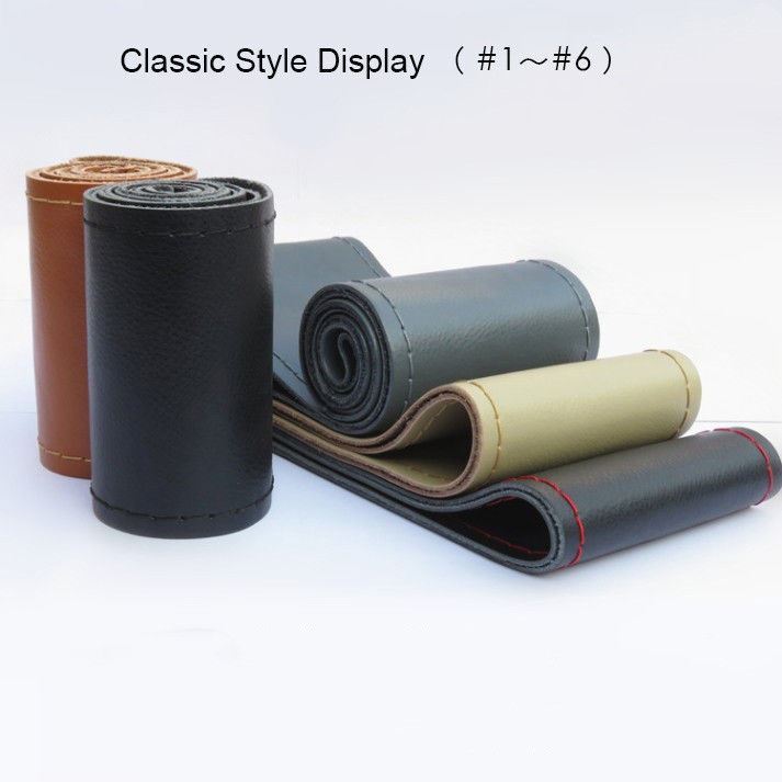 Suede Leather Steering Wheel Cover - DIY Stitch-On Wrap With Needle & Thread (Multiple Thread Colors), Breathable Cowhide, Non-Slip Grip, Fits 14.5-15 Inch, Comfortable & Durable For Year-Round Use - Foto 2