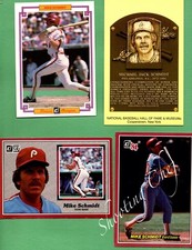 Lot of 4 Mike Schmidt Larger Baseball Cards Donruss and Hall of Fame From 1980's