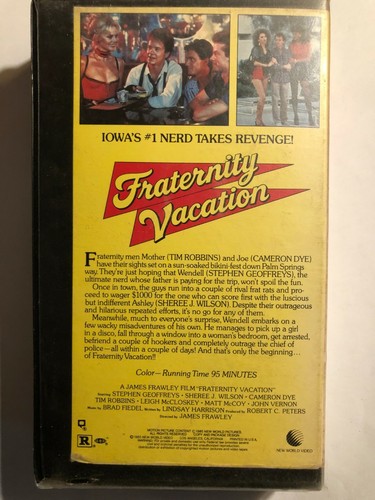 FRATERNITY VACATION IOWA'S #1 NERD TAKES REVENGE VHS TIM ROBBINS 1985 NEW WORLD - Picture 3 of 3