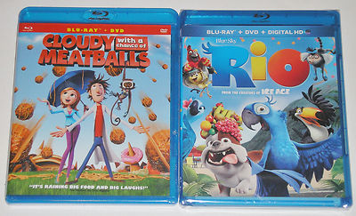 Kid Blu-ray DVD Lot - RIO (New) Cloudy With A Chance of Meatballs (New)