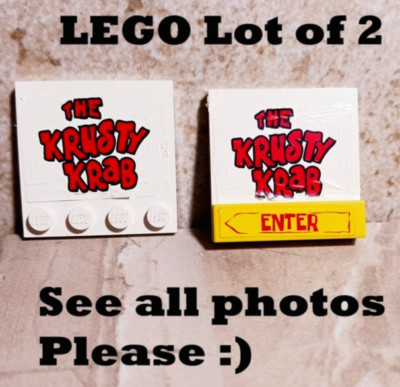 LEGO Sponge Bob Job the KRUSTY KRAB Signs Lot of 2 Enter Doorway STICKERS pics