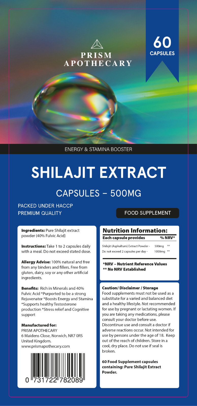 SHILAJEET Extract Vegan Capsules - 500mg - 60 capsules