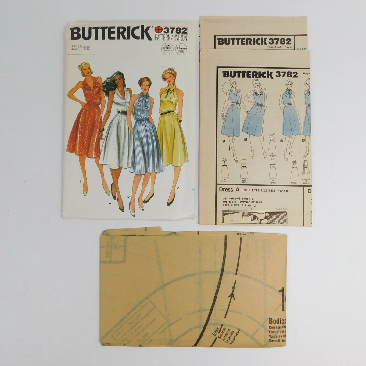Butterick 3782 Misses Dress Sewing Pattern Size 12 Petite