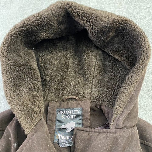 VINTAGE Bromley Sport Coat Womens Small Petite Long Faux Fur Hood Outdoor Chore - Picture 24 of 24