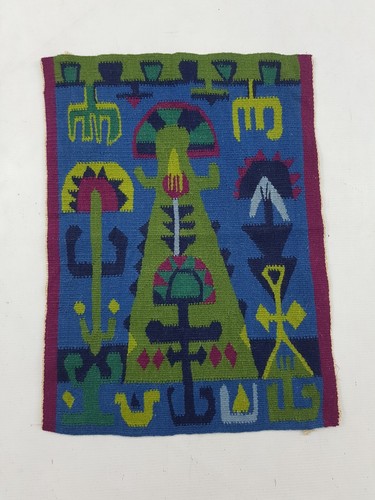 Vintage Traditional Handmade Oriental Wool Multicolor Tapesry Kilim 54x39cm
