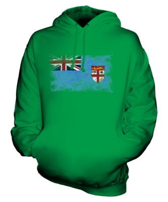 FIDSCHI DISTRESSED FLAGGE UNISEX HOODIE TOP VITI FOOTBALL FIDSCHI GESCHENK