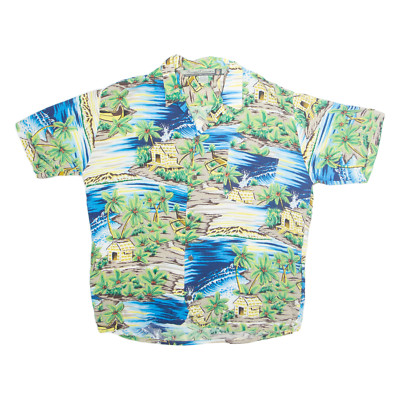 PINEAPPLE CONNECTION Herrenhemd Blau Verrücktes Muster Knopfhemd Kurzarm S