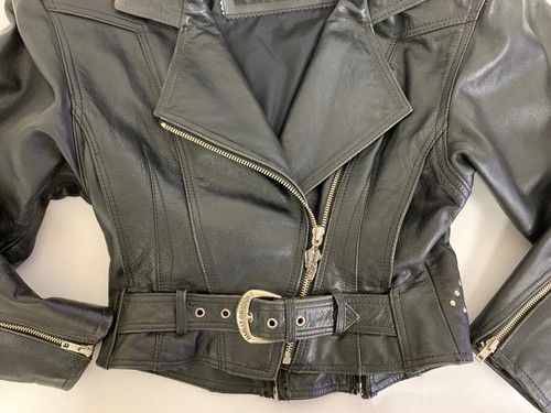 Harley Davidson Giacca Moto Donna X Piccola Pelle Vintage Borchie - Foto 6 di 11