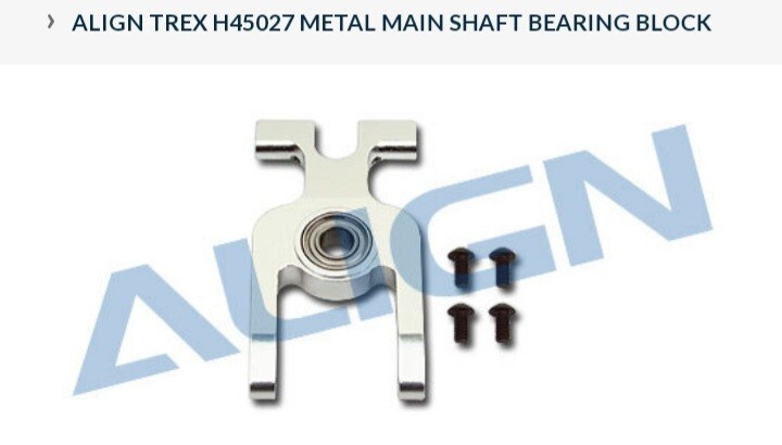 ALIGN TREX 450 Pro H45027 Metal Main Shaft Bearing Block