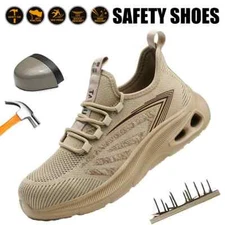 Men's Air Cushion Work Safety Shoes Mesh Breathable Steel Toe Anti-Piercing Shoe
