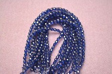 Czech Fire Polished 3mm round faceted glass beads - Halo Ultramarine