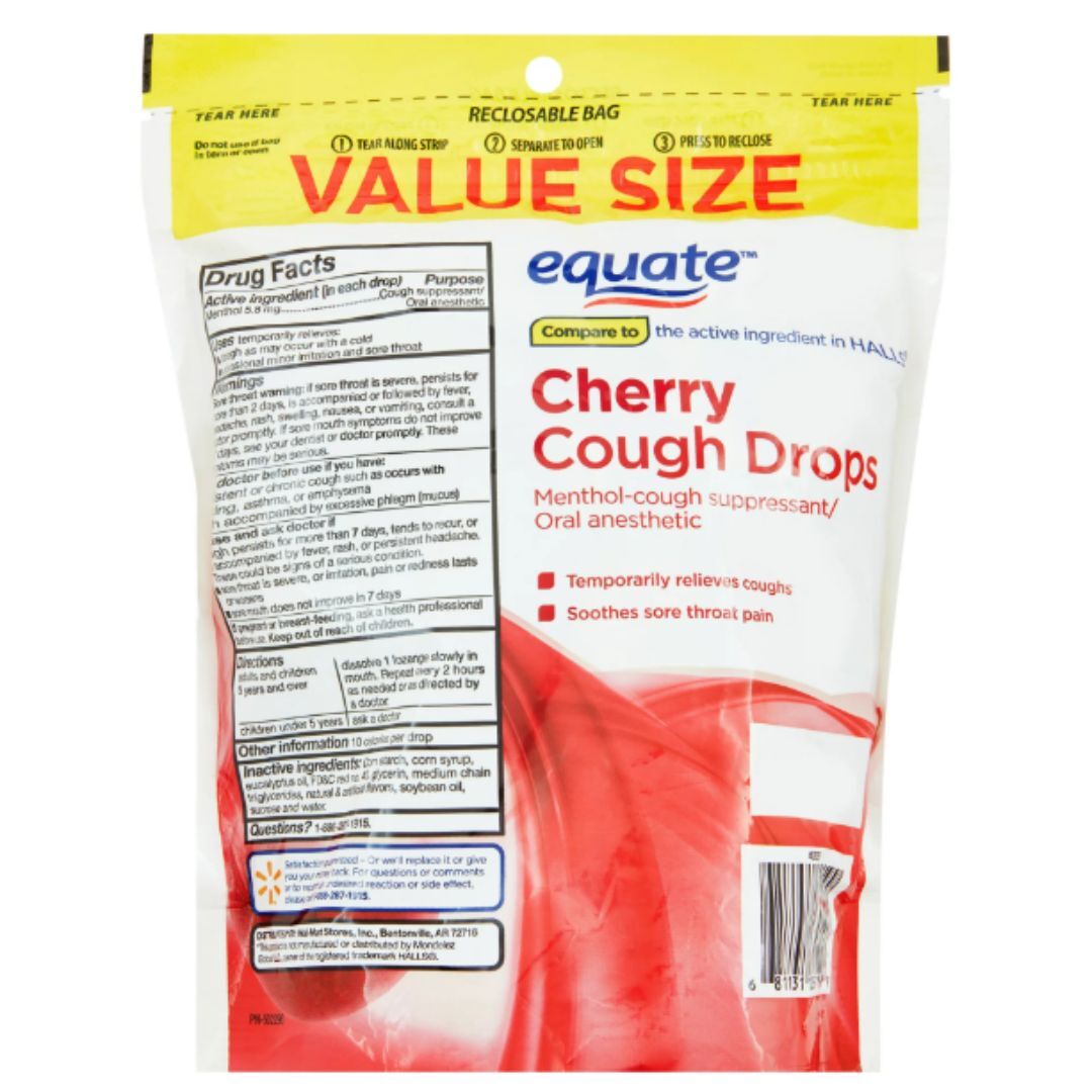 Equate Value Size Cherry Cough Drops with Menthol, 160 Count eBay