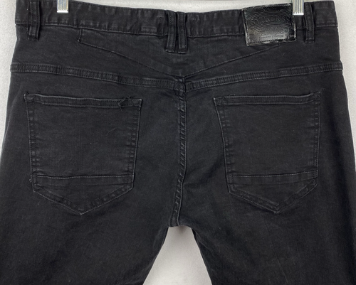Smoke Rise Black Distressed Jeans Men 40/34 Back Knee Reinforced Actual 40x33 - Picture 6 of 7