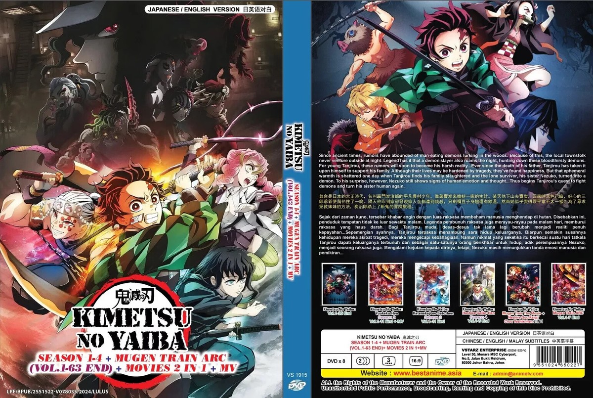 DVD Anime Demon Slayer: Kimetsu No Yaiba Season 1-4 +Mugen (1-63