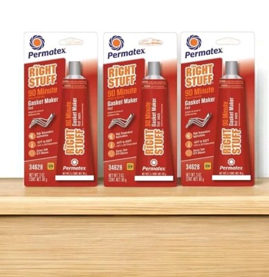 3~Permatex The Right Stuff Red 90 Min. Gasket Maker Sensor Safe RTV Silicone 3oz