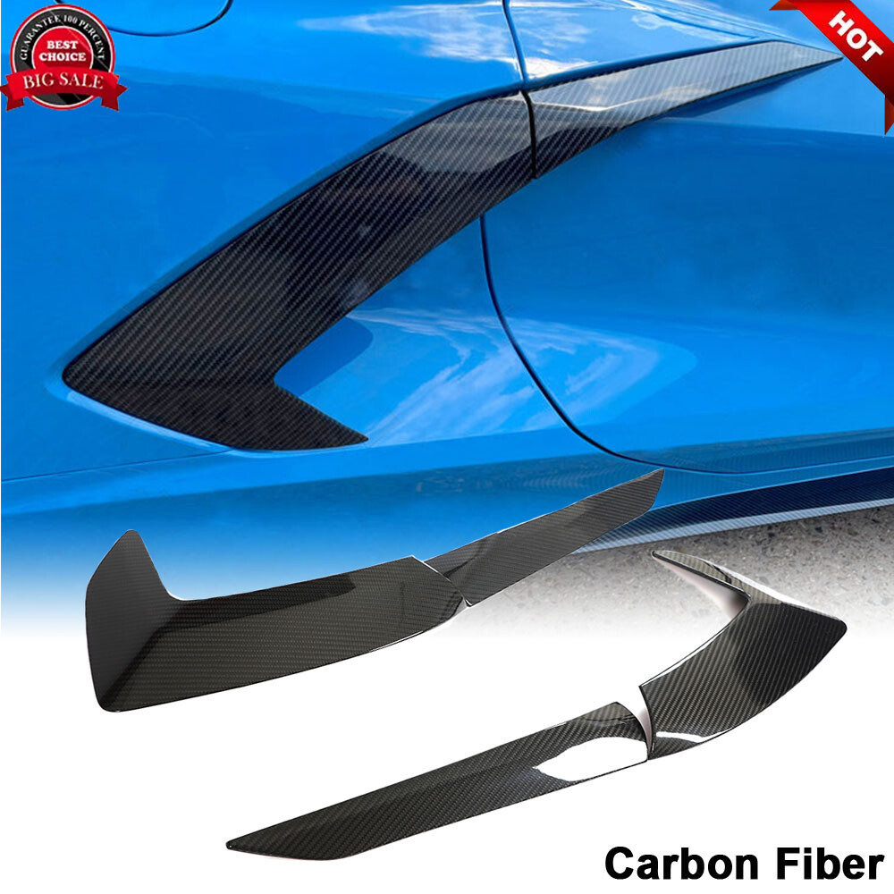 DRY CARBON FIBER Side Fender Door Scoop Garnish For Chevrolet Corvette C8 2020UP