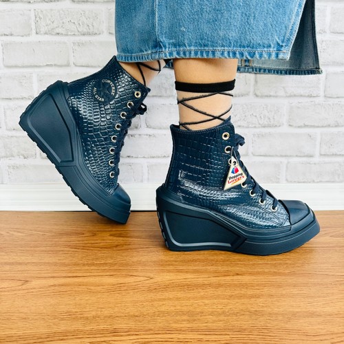 ❤️Chuck 70 De Luxe Wedge Platform Leather Sneakers 11 Womens Shoes Blue A10037C - Picture 2 of 11