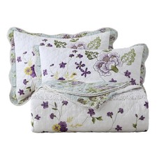3-Piece Floral Embroidered Quilt Set Oversize Queen 100 Cotton Ultra Soft El...