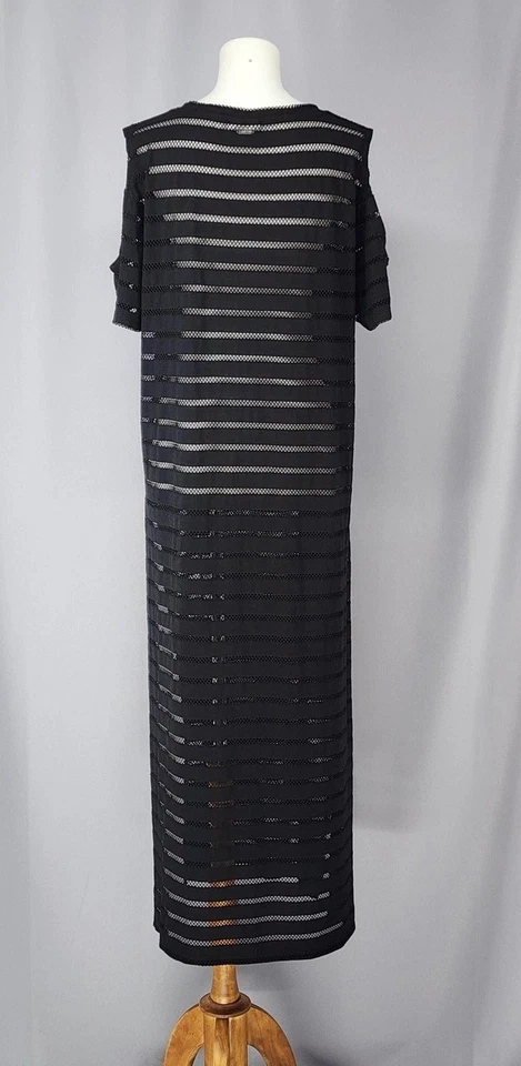 Vestido de baño Calvin Klein para mujer L XL negro malla rayas transparente cubierta de playa Foto 3 de 4
