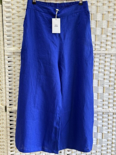 *EB&IVE*size*XL*WOMENS COBALT BLUE 100% LINEN WOMENS* CROP PANT~BNWT 💐