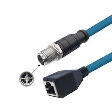 3.28ft M12 8 Pin X Code to RJ45 Ethernet Cable Cat6 Shielded Field Wireable