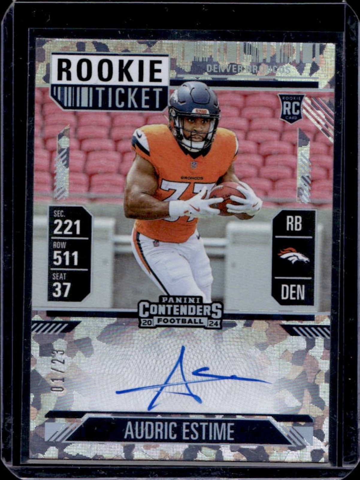 2024 Contenders Audric Estime Rookie Ticket RPS Auto RC Cracked Ice #1/23