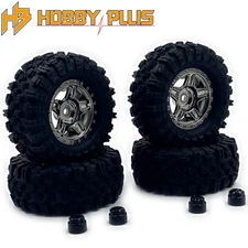 Hobby Plus HBP240527 1.2" Mudder Wheel Tire Set 60mm Black Chrome RC Crawler
