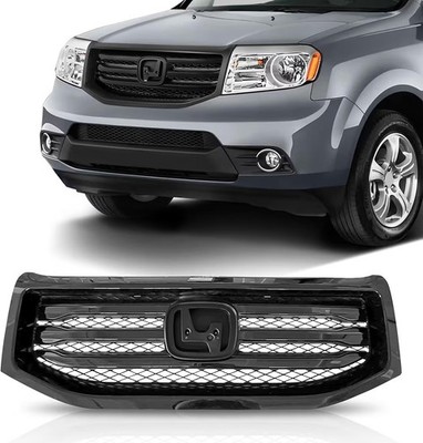 Partsflow Front Upper Bumper Grille for 2012-2015 Honda Pilot HO1202108 Black