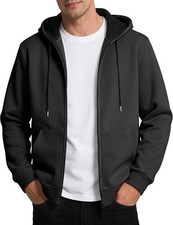 Mens Fleece Lined Zip Up Hoodie Warm Athletic Sweatshirt with Zipper Pockets