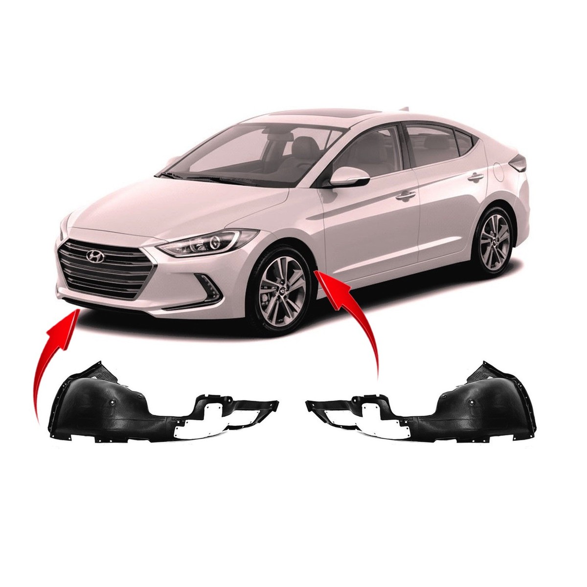 Guardabarros Delantero Izquierdo Para Elantra 2017-2018 2.0L, Plástico Resistente, Fácil De Instalar