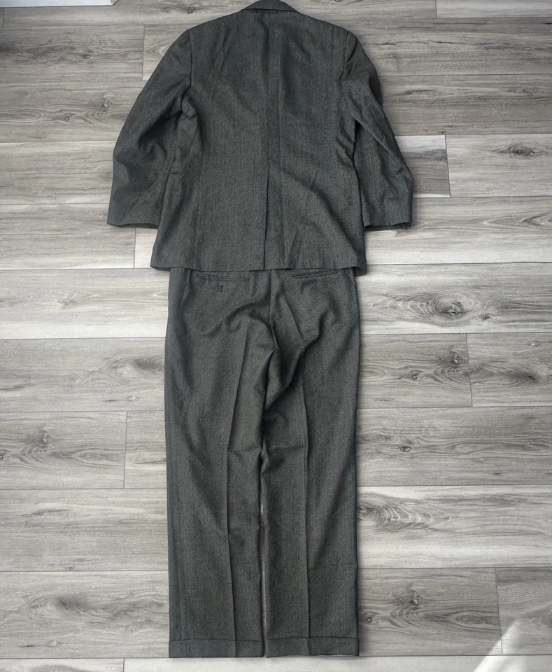 复古 20 世纪 60 年代 Penneys Towncraft 套装男式 40R 夹克外套 32x28 裤子羊毛条纹 — 第 2/4 张图片