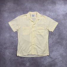 VTG 50s/60s Pilgrim Sears Roebucks Camp Collar Shirt Sz M Short Sleeve Yellow