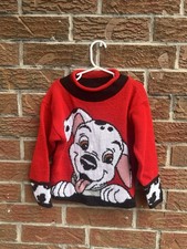 Vintage 101 Dalmatians Jet Set Sweaters S USA Disney Dog 90s Red Clothes Knit
