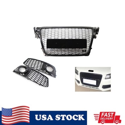 For Audi A4 2008-2012 Front Grille & Fog Light Grille Cover Set