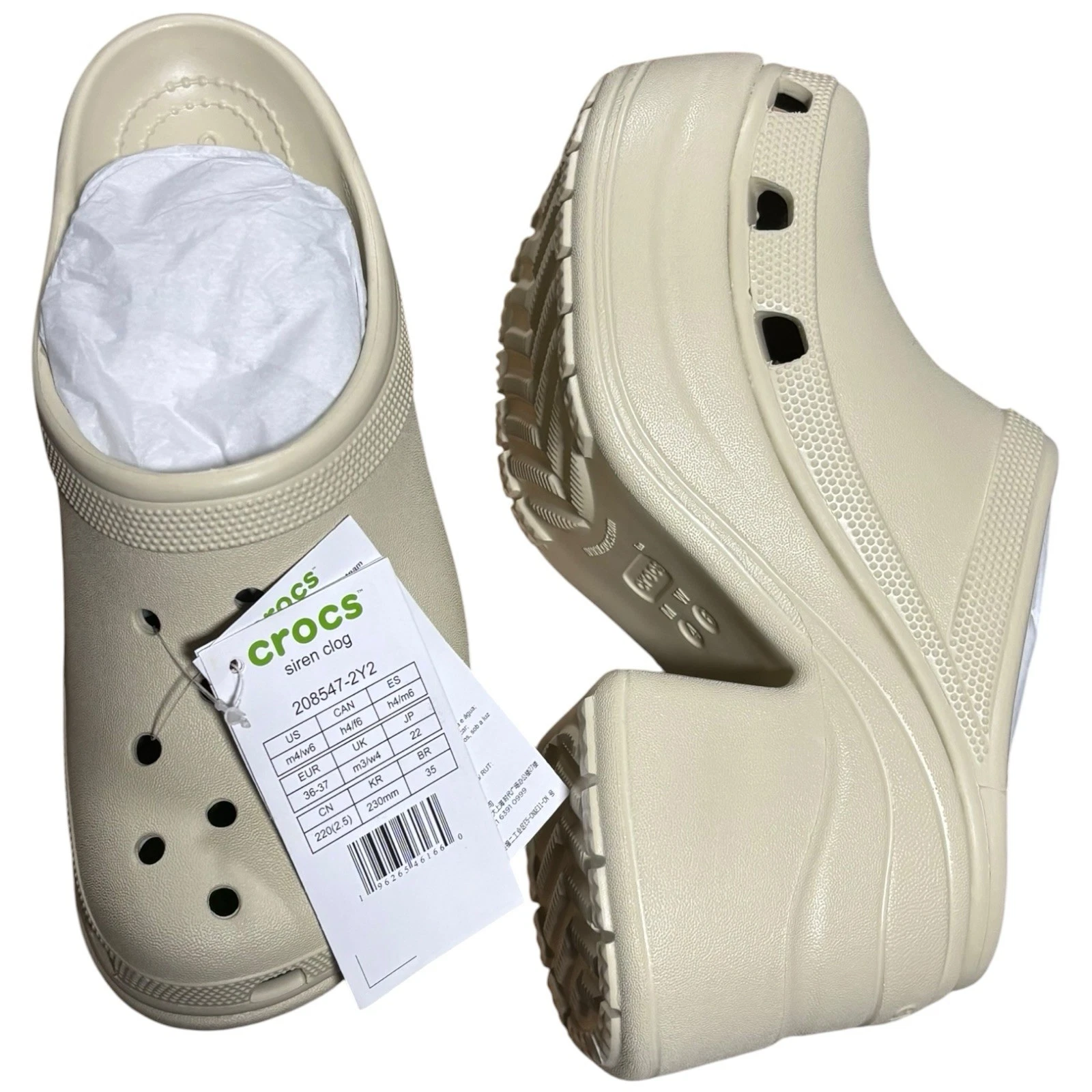Crocs Siren Clogs In Bone White Unisex Shoes UK Men's Size 3 Womens U.K. 4 New