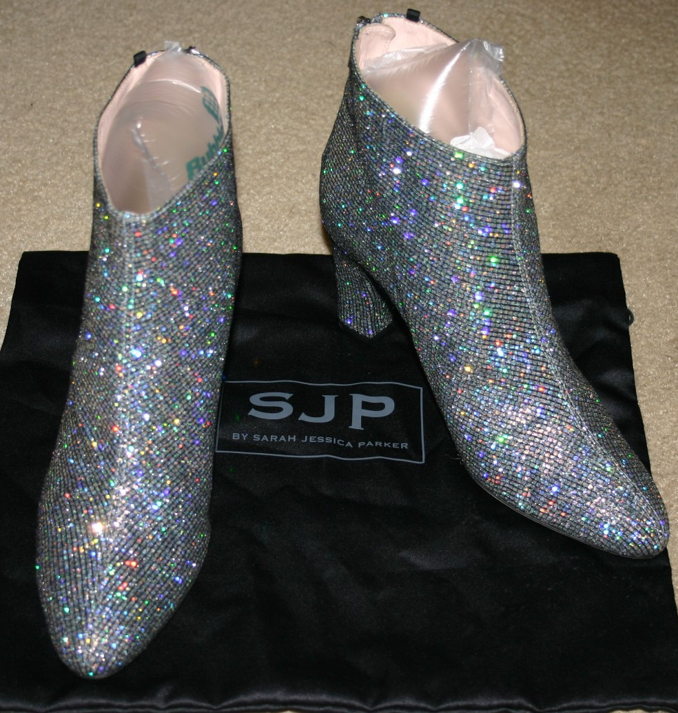 SJP BY SARAH JESSICA PARKER Minnie 75 Glittered Mesh ANKLE BOOTS US  9-9.5 / 40