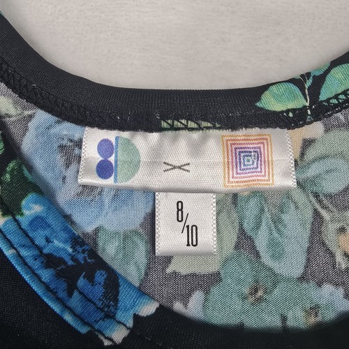 Dot Dot Smile X Lularoe Girl's Size 8/10 Floral Dress Black Blue Yellow - Picture 4 of 6