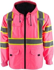 Hi Vis Reflective Jacket with Hood - Unisex Waterproof Safety Outerwear