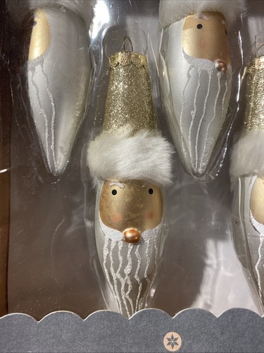 Set 4 cappelli glitter decorazioni natalizie Babbo Natale 6” vetro artigianali 2015 nuovi con scatola - Foto 5 di 13