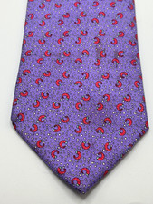 Peter Blair Shrimp & Grits Purple Silk Tie XL 61x3.5 Made in USA