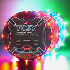 3-PACK LED Flying Ring Frisbee - TOSY , RED, GREEN, BLUE, Auto-Lightup - BRIGHT 