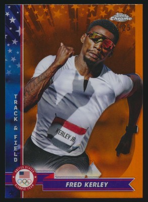2024 Topps Chrome Olympics Orange Refractor #47 Fred Kerley 12/25 Track