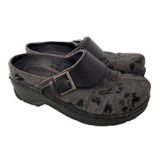 Klogs Austin Tapestry Floral Clog Size 7 Round Toe Buckle Strap Black Comfort