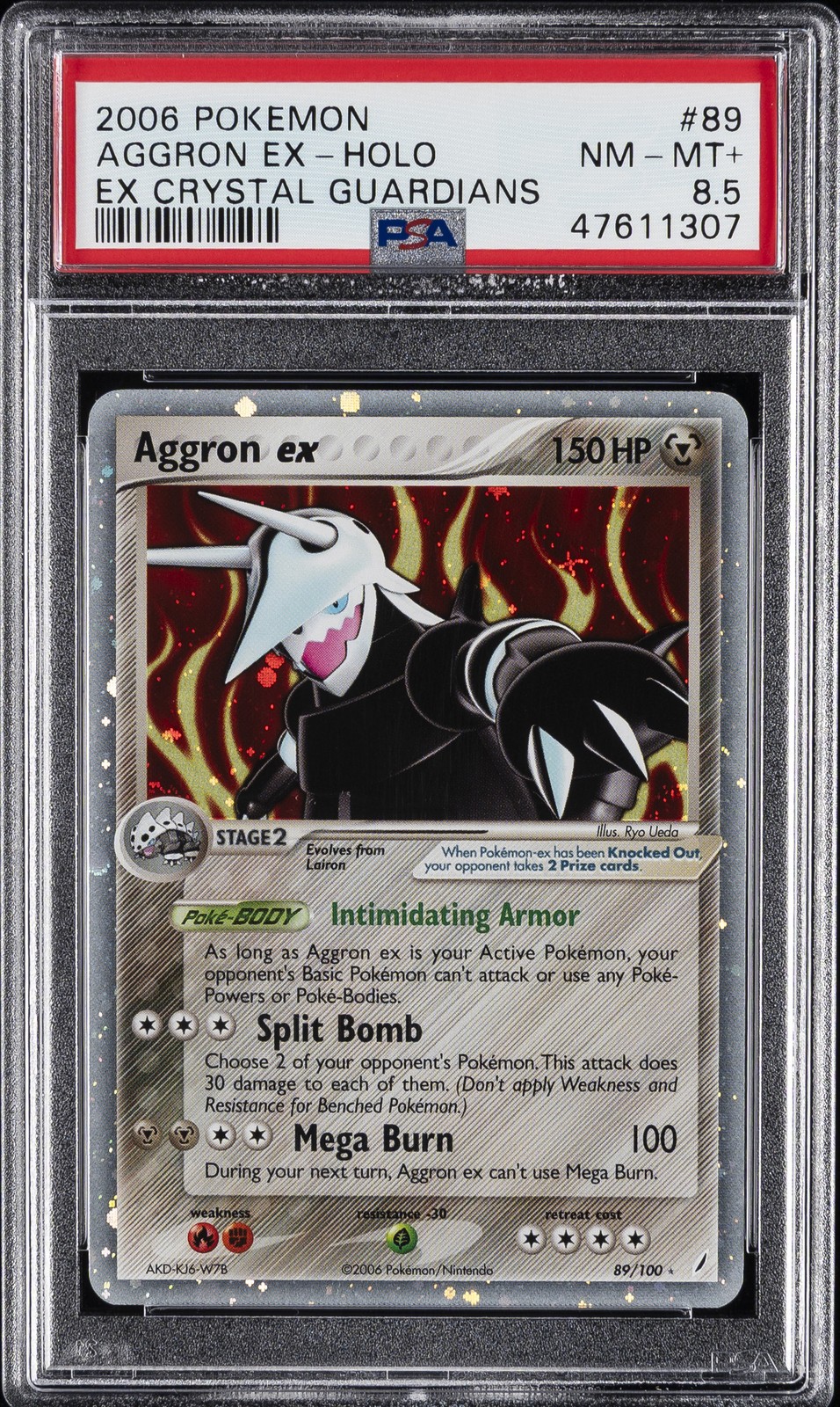 2006 POKEMON EX CRYSTAL GUARDIANS #89 AGGRON EX-HOLO PSA 8.5