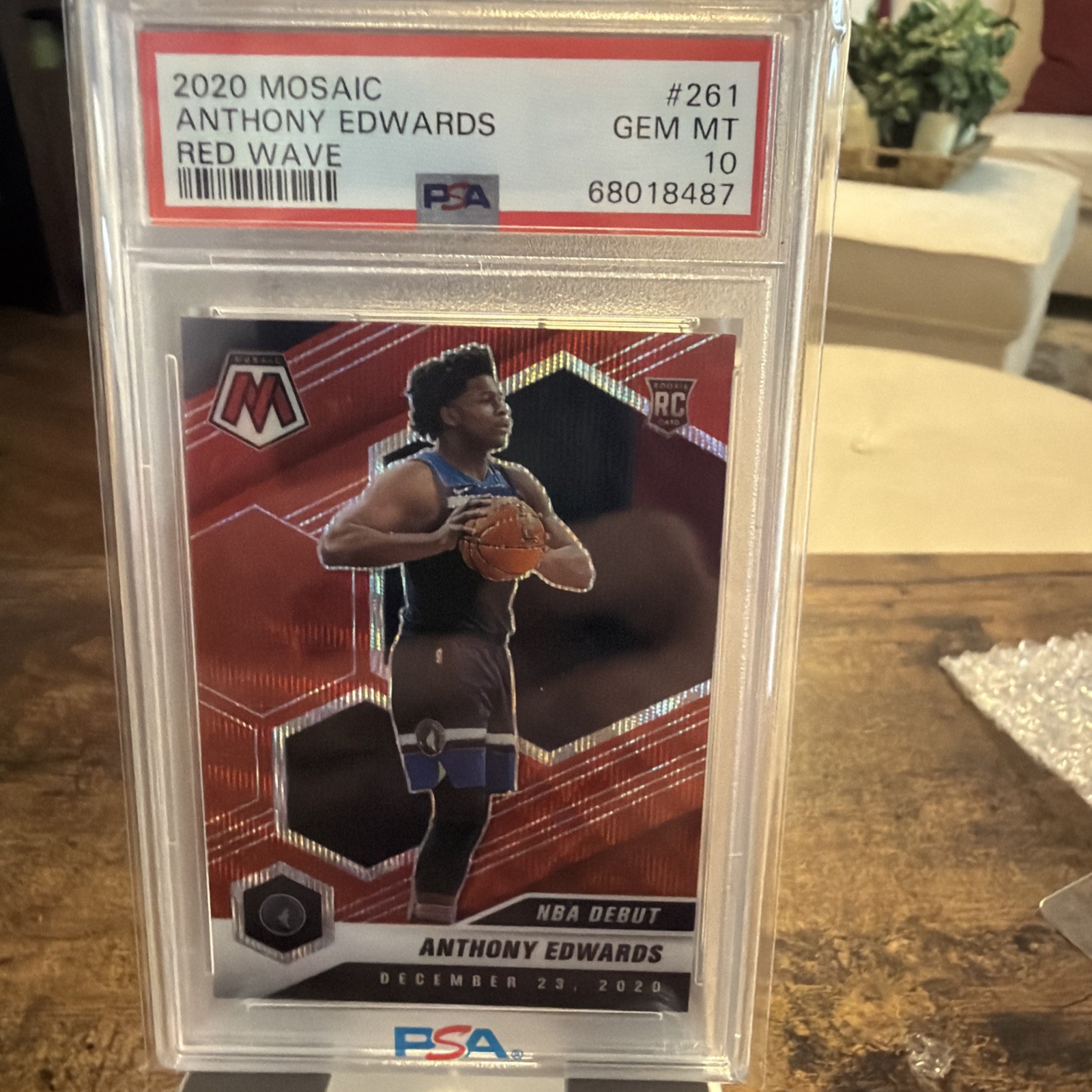 Anthony Edwards 2020 Mosaic Red Wave Rookie #261 TIMBERWOLVES RC PSA 10
